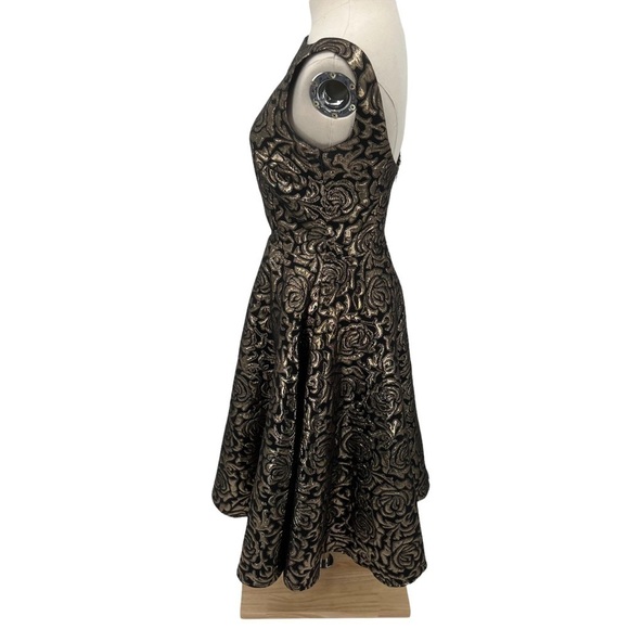 Tatyana Bettie Page Rose Retro Fit And Flare Metallic Gold Dress Size XS Women’s - Picture 5 of 9